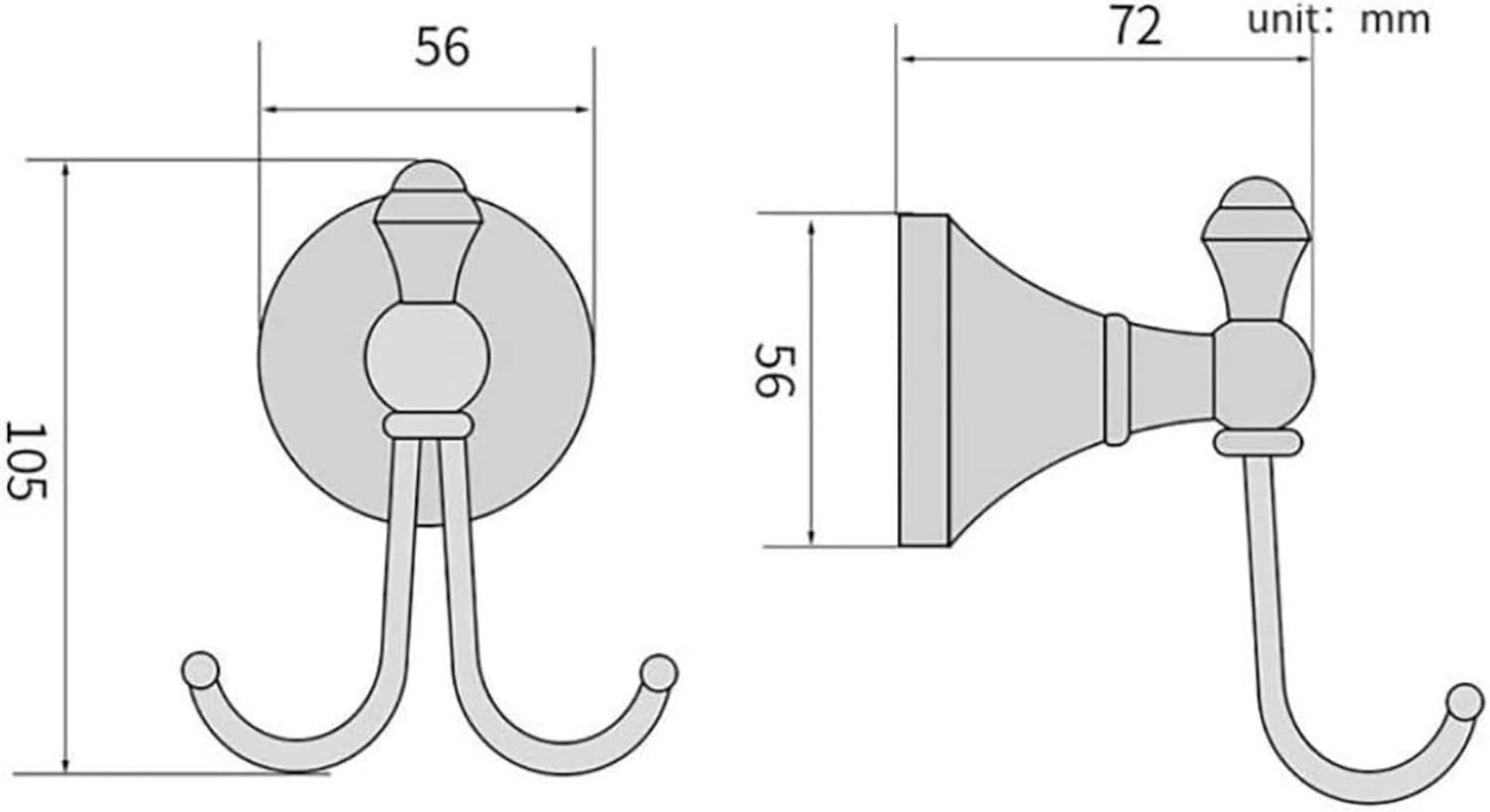 Vintage Style Wall Mounted Towel Hooks Antique Brass Bathroom Robe Coat Hanger with Brushed Double Hooks (Horn Hook)