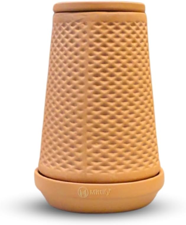 Terra Clay planter with Lid and platter,Modern Farmhouse and Homedecor Decor, 9.45 cm