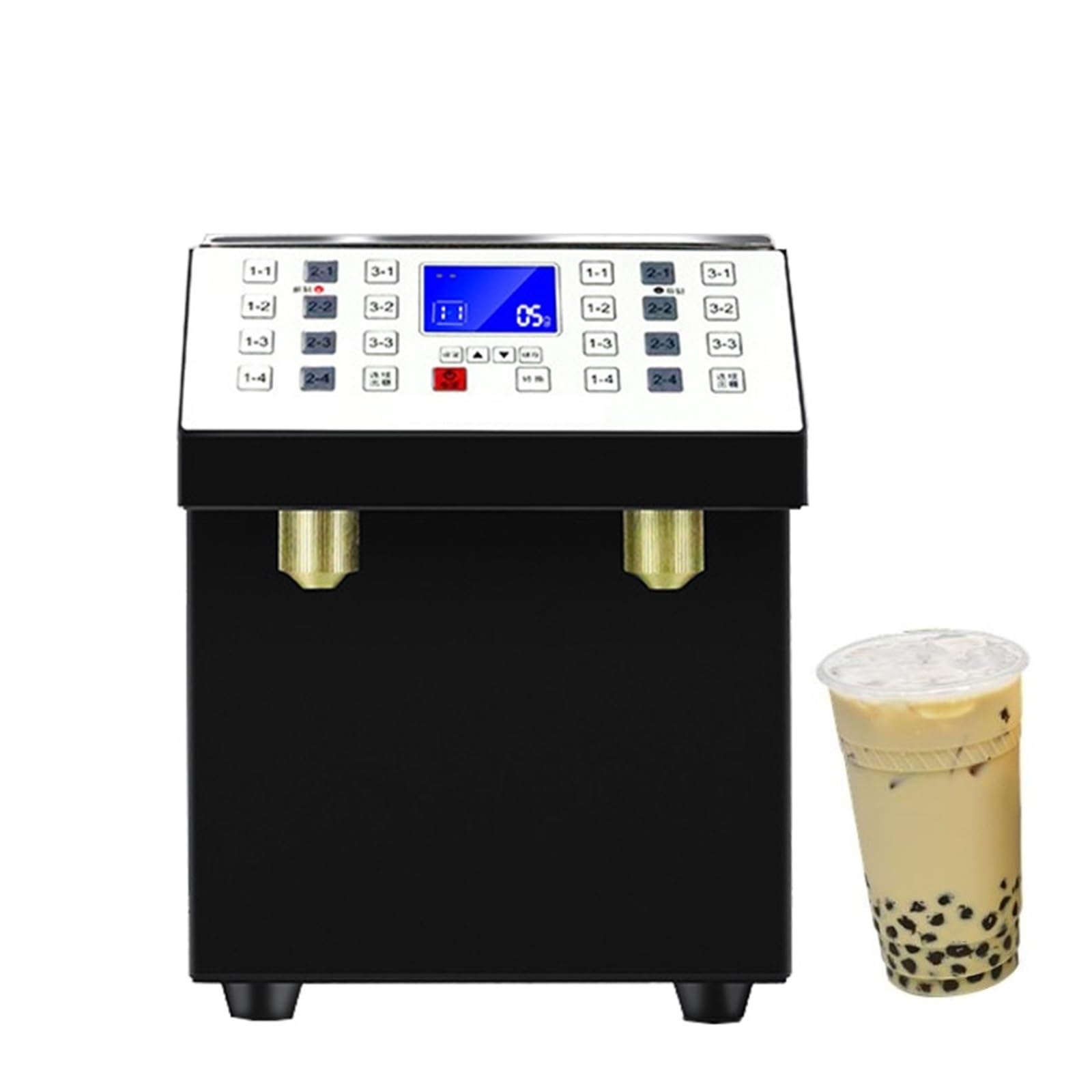 Fructose Dispenser, Fructose Dispenser 24 Grid Quantitative Machine Double Cylinder Syrup Dispensing Machines(Black Double Tank)