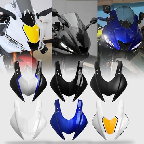 WOOGA オートバイのヘッドライトホルダーカバーフロントヘッドカウルアッパーノーズハウジングフェアリングカバー 適用車種ホンダヤマハYZF-R3 YZF R25 YZFR3 YZFR25 2019-2024 (白地に金)