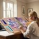 Tektalk tragbarer Holzpuzzletisch/Plateau/Board mit integriertem verstellbarem Ständer/Halterung, 4 Sortierschubladen, transparenter PP-Abdeckung für bis zu 1000 Stück