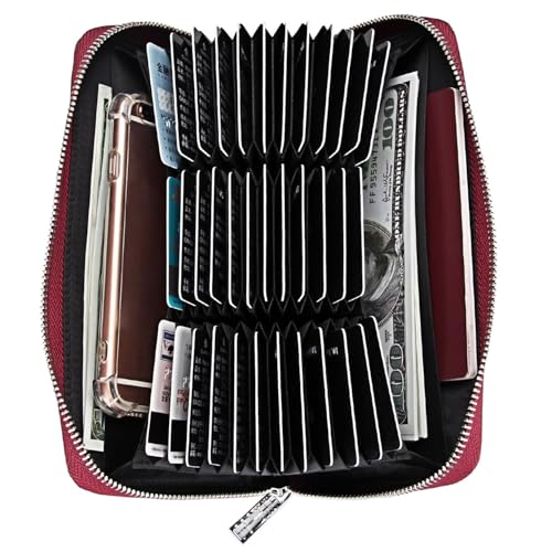 Women Wallets Leather Credit Card Holder For Women Pocket Organizer Purse RFID Multi Carrier Big Lots Card Case (purple) 7