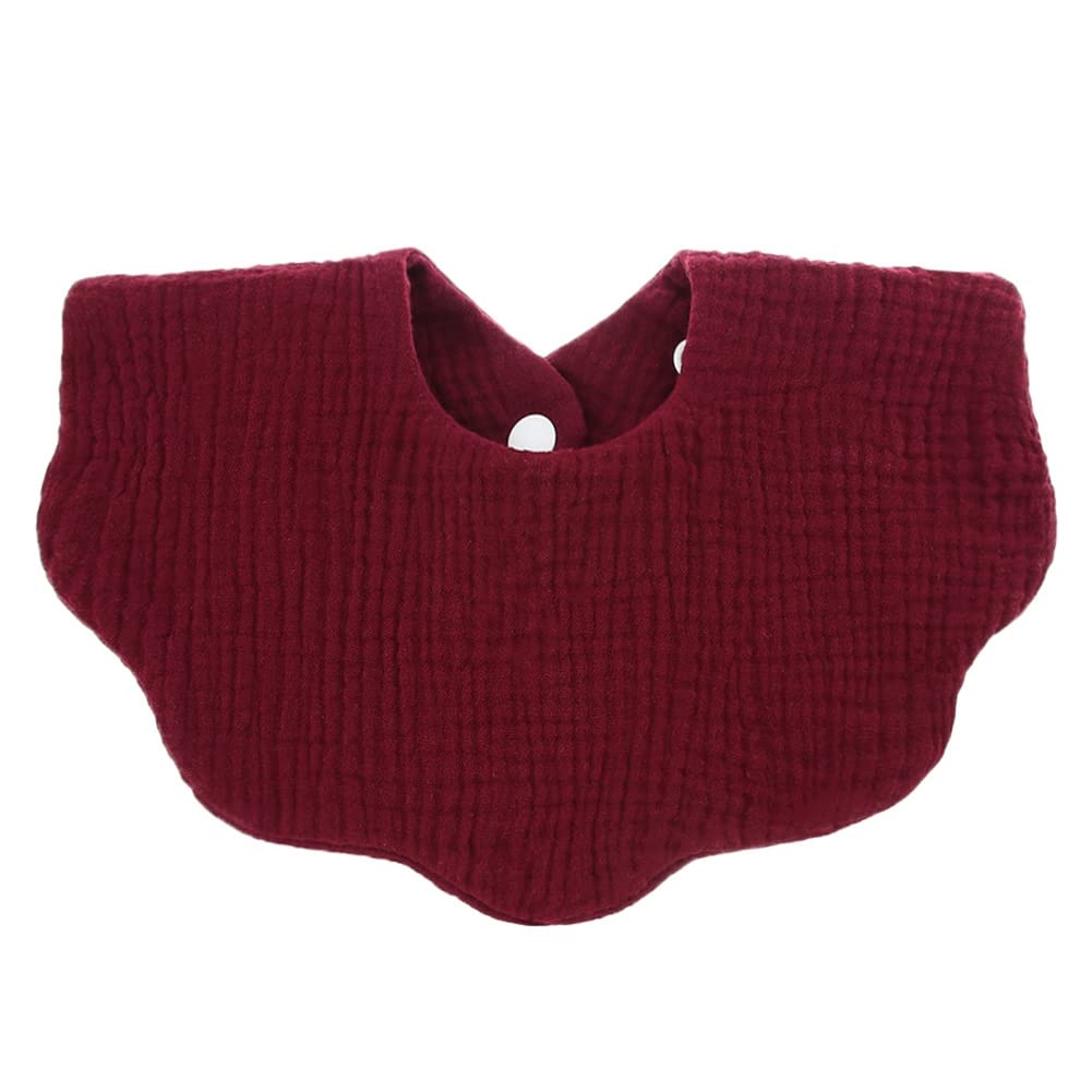 Surakey Baby Muslin Bibs Bandana Drool Bibs 360 Bibs for Boys Girls Newborn Infant for Drooling & Teething,100% Organic Cotton & Absorbent Hypoallergenic Pullover (Burgundy)