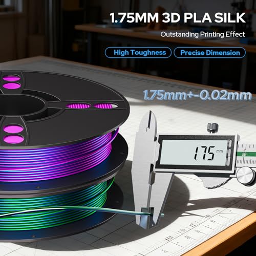 Image of 1.75 PLA Filament Bundle, Silk PLA Dual Color Coextrusion Filament, 3D Printer Filament Bundle, Accuracy+ /- 0.02mm for Most FDM 3D Printers, 4 Spools 250g Each(2.2lbs)