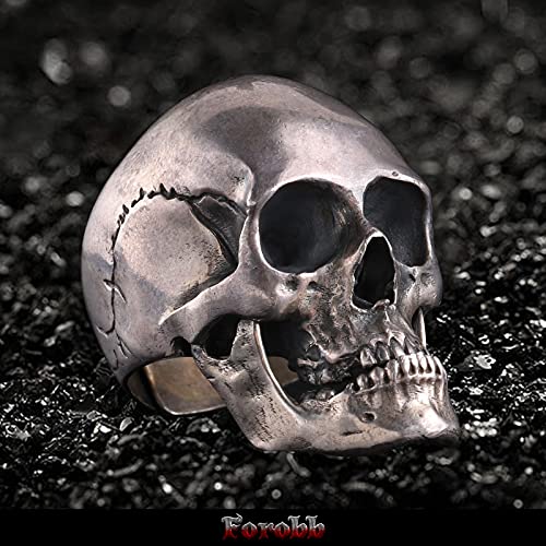 Image of Skull Ring 925 Sterling Silver Handcrafted Gothic Rock Punk Diablo Vintage Cocktail Party Biker Retro [Standard 60021] - Ring Size 9.5