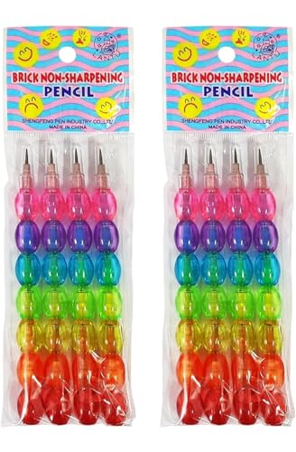 Image of Moti Pencil (8 PCS) Moti Pearl Stacking Non Sharpening Pencil, Beautiful Design, Long Lasting, Kids, Birthday, Return Gift(HFE8)