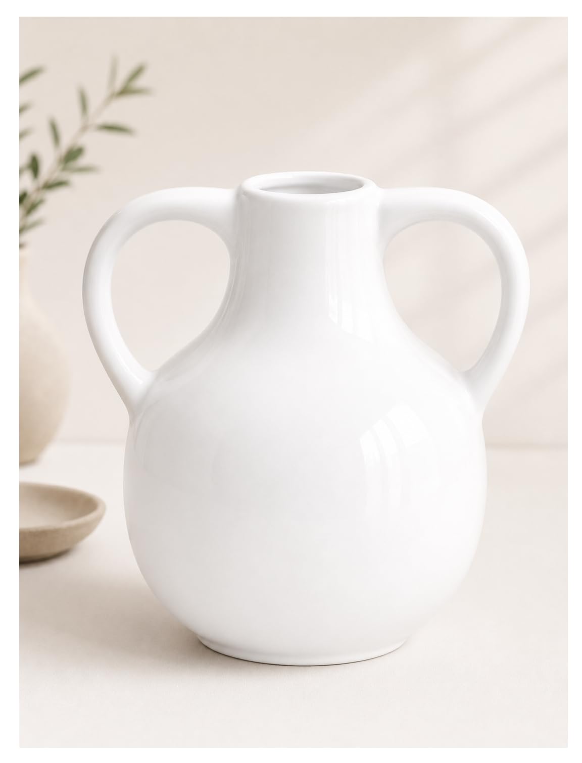 Nordic Amphora White Ceramic Vase Modern Minimalist Flower Vase for Living Room Home Office Table Décor-image-46