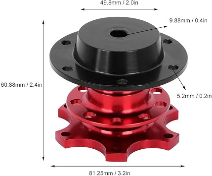 Rally Steering Wheel with 6 Hole Mounting Universal Sports Steering Wheel with Quick Release System Snap-Off Hub Adapter for Motorsport Racing Simulation Tuning (Red)
