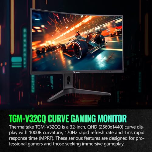Image of Thermaltake TGM-V32CQ Gaming Monitor /32in /CurveQHD 2K 1440P /170 Hz Refresh Rate /Black, GM-GCE-32CEQB-US