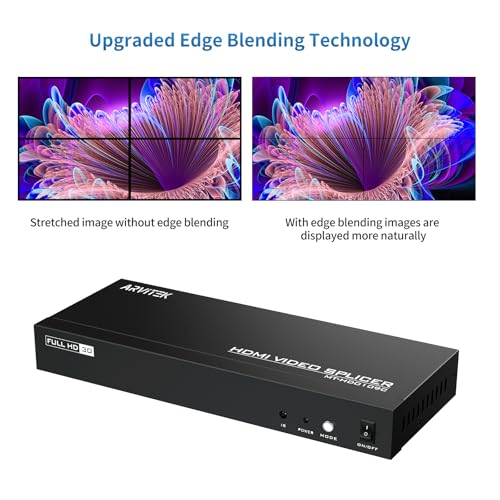Image of 4K HDMI Video Wall Controller 3x3, Video TV Wall Splicing Processor Splicer w /Remote, Up to 9 TV Screens Into 1 Wall Display, 13 Splicing Modes, Plug & Play