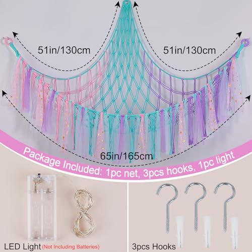 Image of FIOBEE Stuffed Animals Net LED Light Toy Hammock for Kids Bedroom Storage | Stuffed Animals Storage Organizer, Girls Room Decor, Teddy Bear Holder, Space Saving, for Kids Nursery Bedroom Playroom