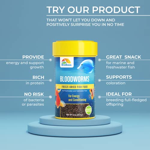 Brobass Freeze Dried Blood Worms For Fish - Aquarium Bloodworms Fish Food For Freshwater And Saltwater thumb #1