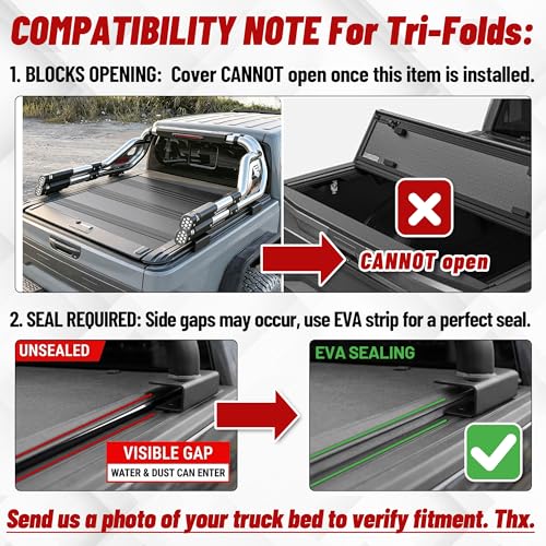 Image of MONOKING Adjustable Mid-Size Truck Bed Roll Bar with 3rd Brake Light & Pod Light Mounts, Tonneau Cover Compatible Sport Bar for 2007-2026 Gladiator, Tacoma, Ranger, Colorado, Canyon & Frontier