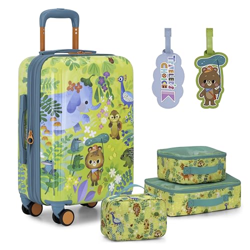 Travelers Choice Kids JoJo the Bears Travel Adventure Jungle 6-Piece Set (Carry-on Packing Cubes Luggage Tag)