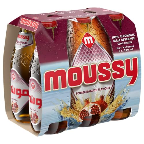 Image of Moussy Non Alcoholic Beer Pomegranate Flavour, 330ml Each (Pack of 12, 12 X 330ml)