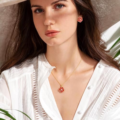 Flower Necklace And Earring Set - 14k Gold Plated Jewelry Sets for Women by Goxygen - Used condition - Image 4