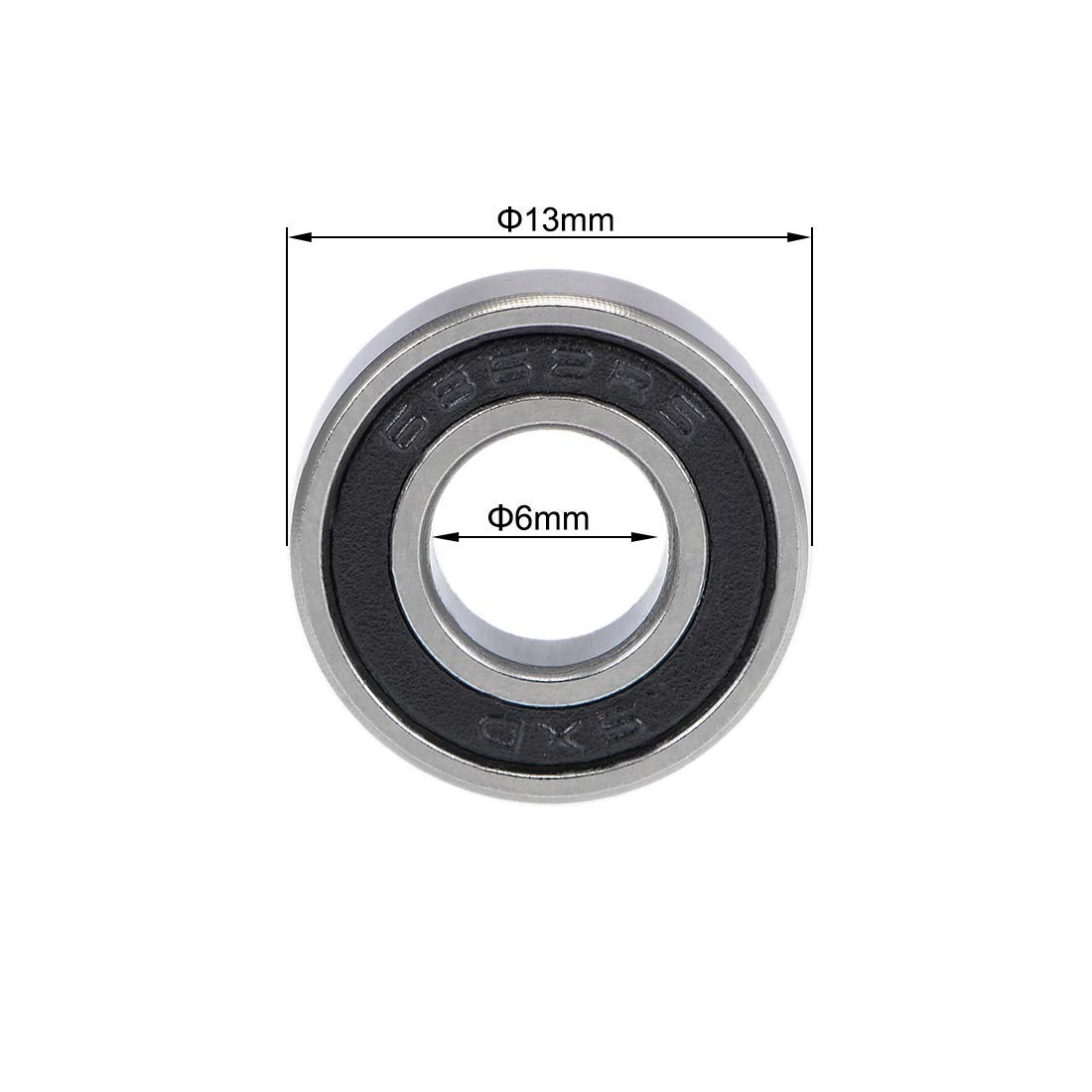 Pack De 2 Rodamientos De Bolas 686-2RS - Medidas 6x13x5 Mm, Acero Cromado, Doble Sellado, Para Maquinaria