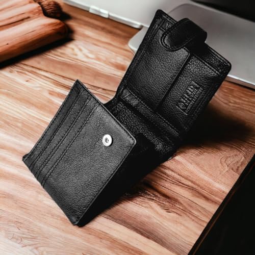 MORUCHA Black Wallet For Mens | Genuine Soft Nappa Leather RFID Blocking | High Capacity Stylish Wallet Purse | Designed For Up To 6 Cards, ID, Coins And Cash | Gift Boxed | M-252