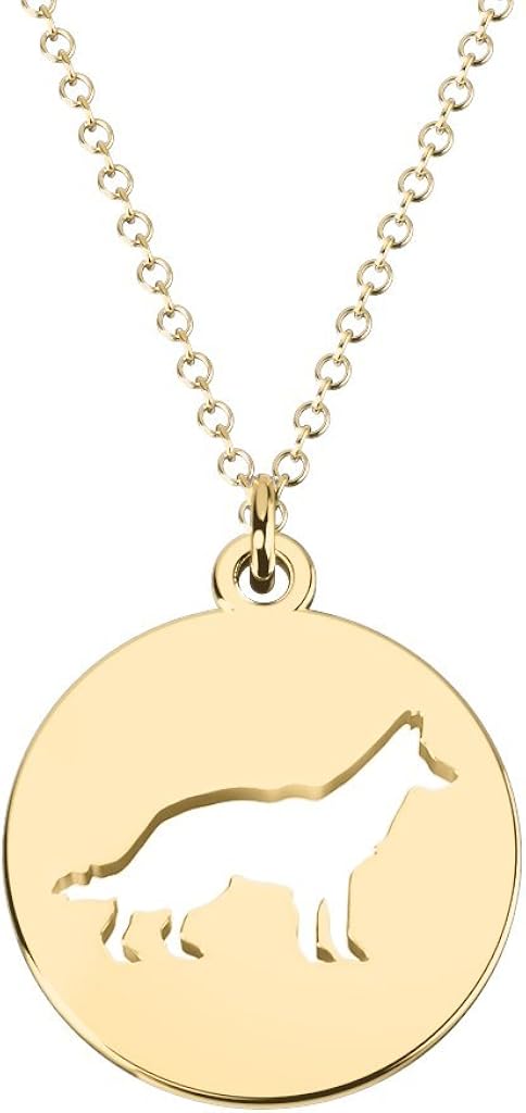 Collar de oro de 14 quilates con forma de pastor alemán por JEWLR