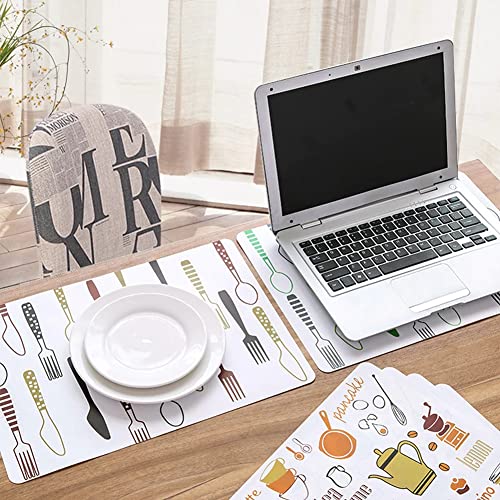 Image of 4 Pieces PVC Table Mats Set - Non-Slip, Heat Resistant and Washable Hot Insulation Pad - Modern Waterproof Placemats for Dining Table, Kitchen, Restaurant, Hotel (4-Piece, Green Colour)