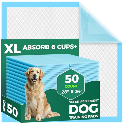 Image of 50 Count Dog Pee Pads Extra Large- 28 inch x 34 inch, Super Absorbent Leak-Proof XL Puppy Pads 50 Pack Quick-Dry XLarge Disposable Pet Potty Training Pads for Dogs, Puppies, Doggie