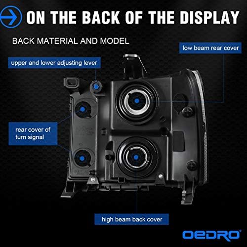oEdRo Headlight Assembly Compatible with 2007 2008 2009 2010 2011 2012 2013 GMC Sierra 1500/2007-2014 Sierra 2500HD 3500HD Headlamp with Clear Lens Black Housing - 3