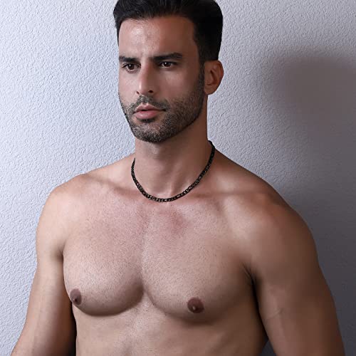 P.BLAKE 2 Pcs Cross Necklace With Chain for Men Boys, Layered Mens Stainless Steel Figaro Link Rope Chain 16-24 Inch Christian Religious Cross Pendant Necklaces Jewelry Gifts