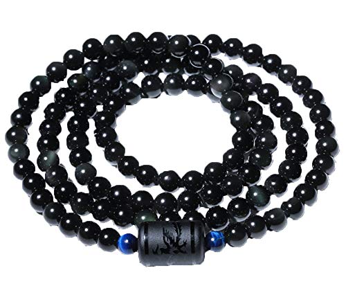 YTEfhdCGP bracelets rigides, 8mm style amoureux perles obsidienne noire bracelet multicouche couple