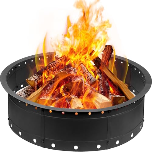 Zzuvjoy 36 Inch Fire Pit Ring, Large Outdoor Campfire Pit for Patio Backyard Garden, Smokeless Steel...