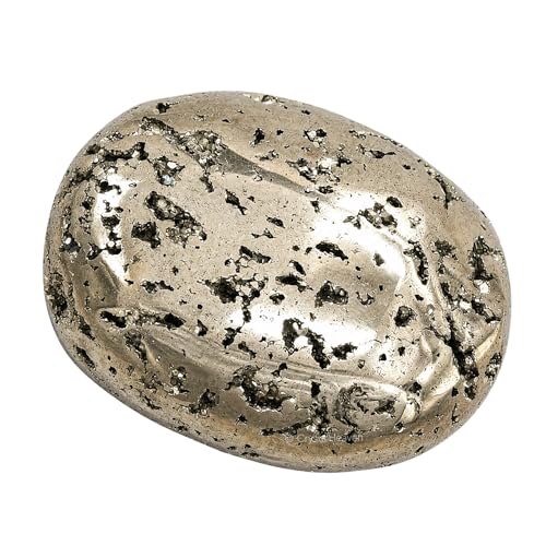 Image of Certified Raw Pyrite Crystal Palm Pebbles Stones for Anxiety Stress Relief Massage - AAA Grade Original Healing Gemstone Agate Palm Stone for Yoga Meditation Spiritual Reiki Feng Shui
