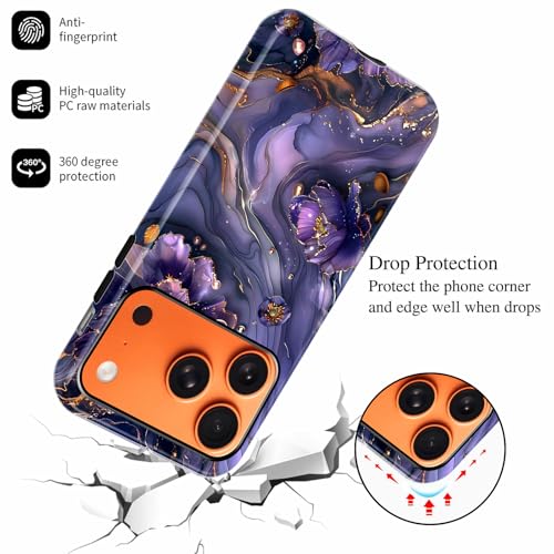 Coque iPhone 17 Pro Max marbre violet or finition premium - 5