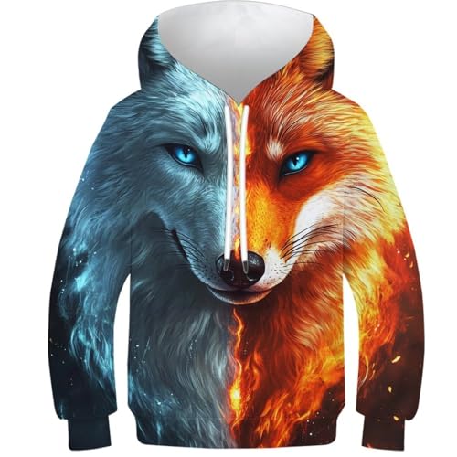 Pull chaud à capuche Fire & Ice Wolf avec poches et isolation thermique enfant