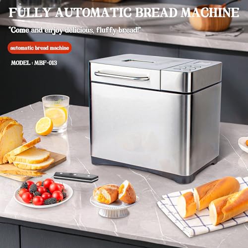 WEIMILOR Máquina de Pan de Acero Inoxidable, panificadora 17 en 1 de 2 Libras con dispensador de Frutos Secos, sartén de cerámica Antiadherente y Panel táctil Digital, 3 tamaños de Pan - imagen 2