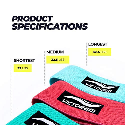 Victorem Resistance Hip Booty Bands Set - Fabric Thigh Bands For Glutes And Legs Exercise - With Digital Workout Guide #TOP2