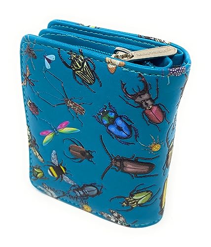 Shag Wear Insect Mania Small Wallet for Women and Teen Girls Vegan Faux Leather 4.5" Teal3