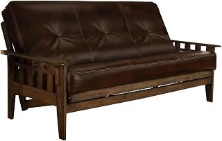 FutonX rustic walnut frame and cappuccino leather mattress set