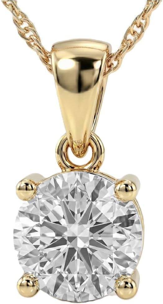 Lab Grown Diamond Pendant Necklace | 1/6 - 1 CT. TW. Diamond Necklace for Women | Certified By Gemologists | 925 Sterling Silver Pendant With a Chain Adjustable to 16", 17" and 18"