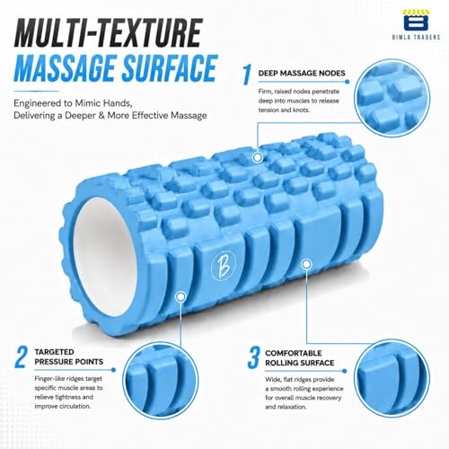 Image of Btag Foam Roller for Gym & Home Workout - Deep Tissue Muscle Massager for Back Pain, Neck & Knee Relief | Yoga, Stretching & Recovery Tool 33 cm (Blue)