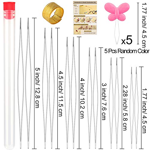 12 Pieces Beading Needles Big Eye Set, 6 Size Beading Needles Beading Embroidery Stainless Needles With Needle Bottle, 5 Pcs Bead Needle Threader, Scissors And Thimble For Jewelry Making #TOP1