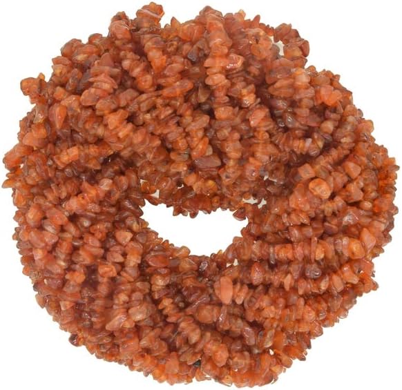 ShreeCrystalsBeads Natural Carnelian Gemstone Chips Beads for Jewelry Making Free Form Shape, Carnelian Chips, 5 Strands Each of 34" Length