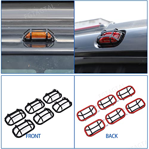 Roof Light Cover Guards Fit For Hummer H2 2003-2009, Roof Front And Rear Light Protective Grille Cover, Roof Tailgate Lamp Bezels Covers Trim Molding, 6 Pcs (Roof Front And Rear Light) #TOP4