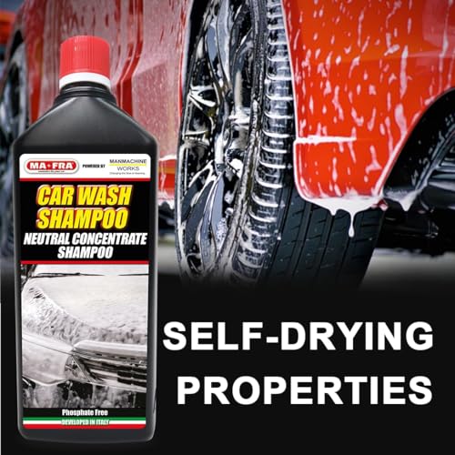Image of MAFRA Neutral Car Wash Shampoo (1L) | High Foaming Concentrated Formula for Exterior Cleaning | Safe on All Paints & Coatings | Streak-Free Wash | Suitable for Car & Motorbike (1 L(Pack of 2))