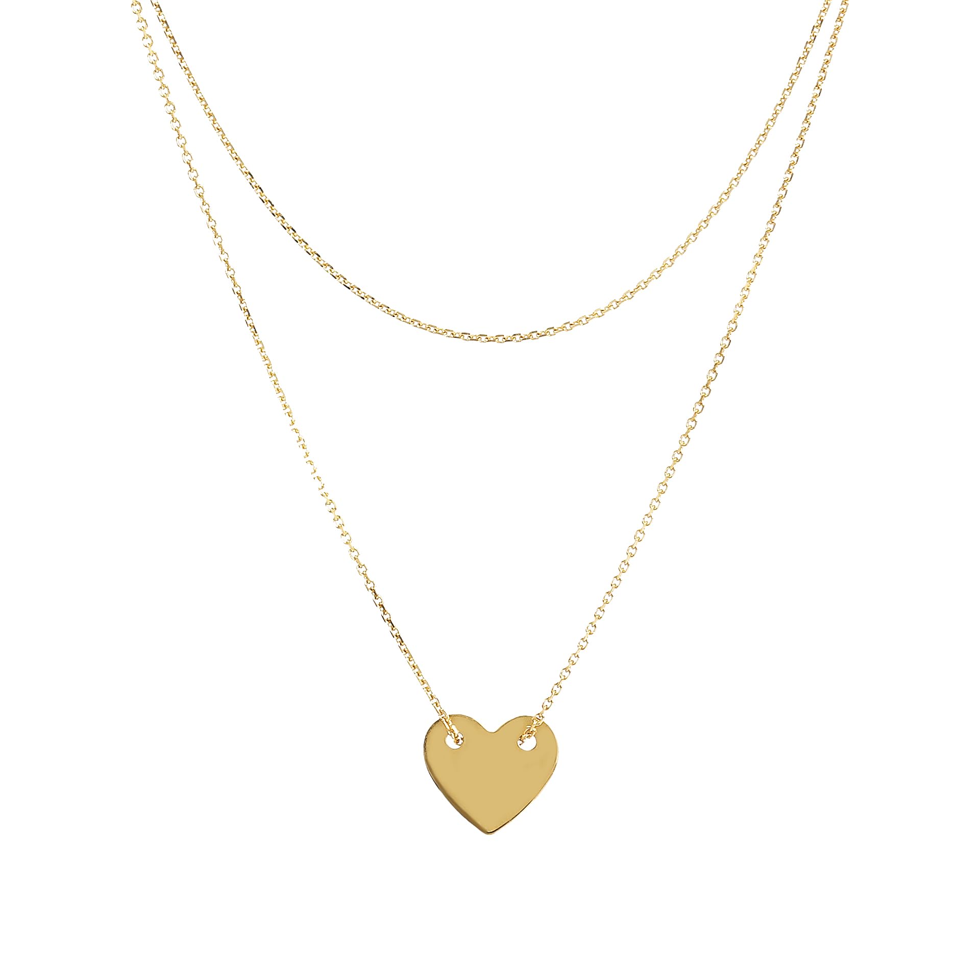 MILOR Collana doppia donna in Oro 9Kt con ciondolo a cuore – Collana multifilo donna ipoallergenica – Gioielli made in Italy – Regalo per compleanni, anniversari, festa della mamma