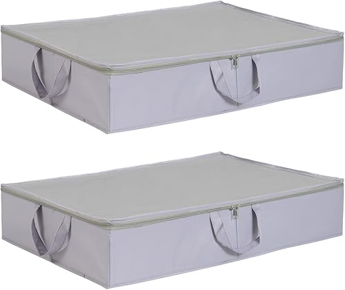 Tienda Basics Organizador de bolsas de almacenamiento de tela debajo de la cama con asas, color gris, paquete de 2
