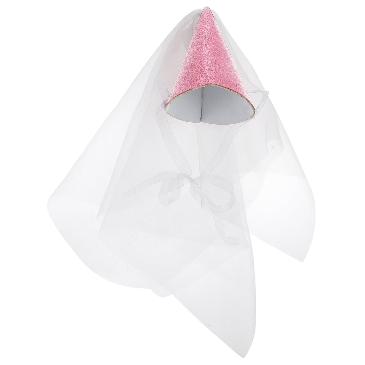 CHICAMPERA Pink Mesh Glitter Birthday Party Hat Cone Crown for and Adults, One Size Princess Photo Prop, Party Supplies Headwear