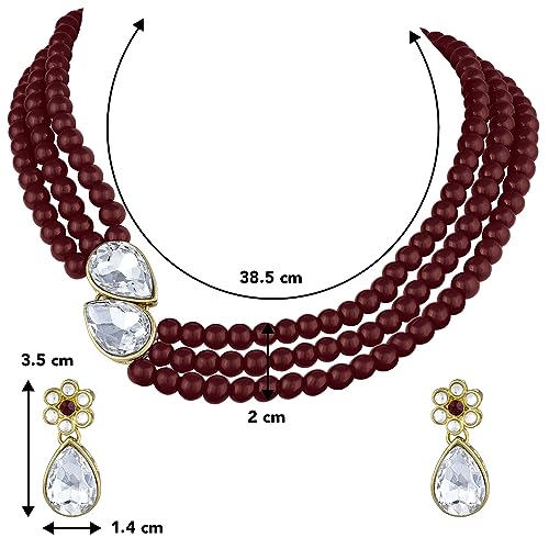 Image of Peora Faux Pearl Crystal Necklace & Jewellery Set Gift for Women