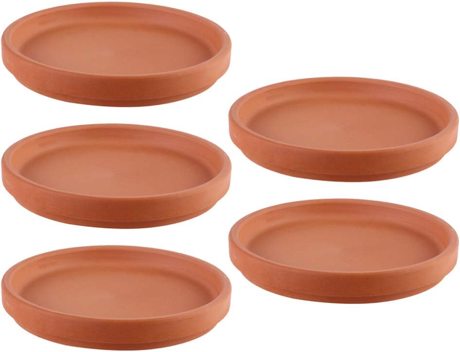 Housoutil 5 Pcs Terracotta Pot Plant Saucer Pottery Round Plant Pot