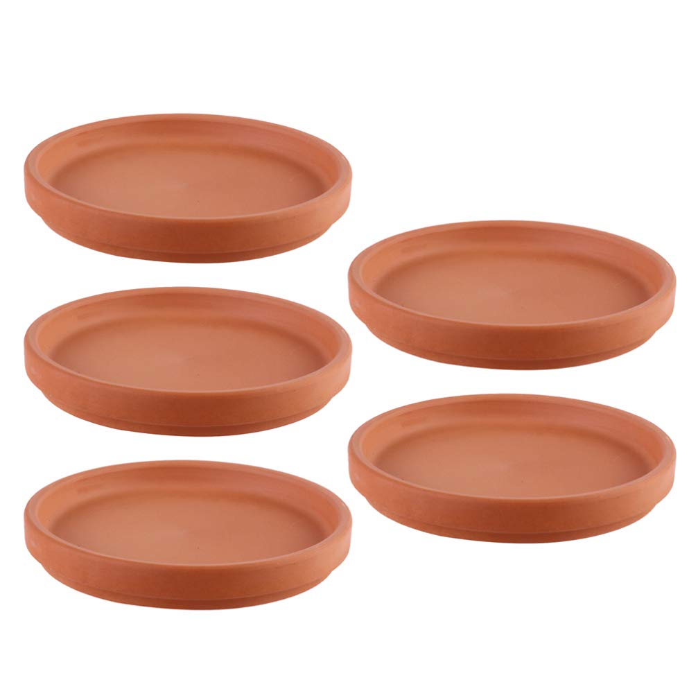 Cabilock Indoor Planters 5Pcs Pottery Plant Saucers Terracotta Round Saucers Plant Saucer Tray Planter Pot Gardening Planter Trays (As Shown) Ceramic Flower Pot