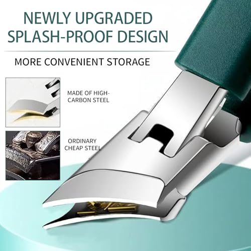 Schräge Nagelknipser Fußnägel, Breiter Nagelknipser aus Edelstahl mit Schrägschneide, Präziser Fußnagelknipser für dicke Nägel, Rutschfester Griff, Anti-Spritz Design