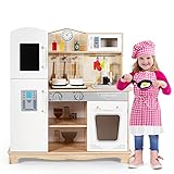 🍳Accessoires variés : De nombreux accessoires en matériau respectueux de l'environnement tels que des cuillères, des pelles, des casseroles et un robinet rotatif permettent aux enfants de jouer, offrant ainsi une expérience de cuisine réaliste et amusante.